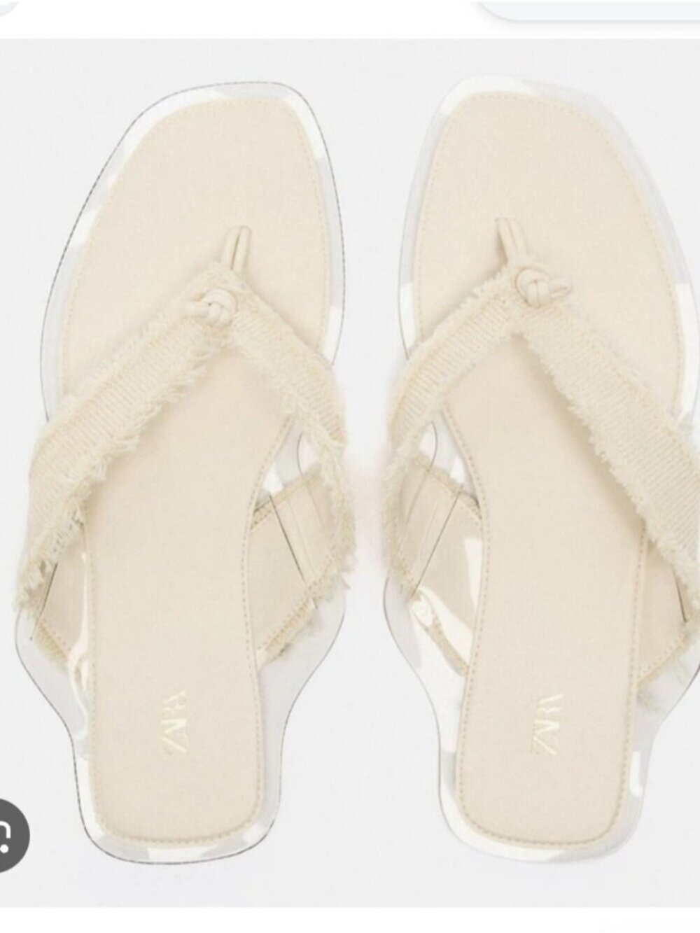 ZARA | flat sandals fringed canvas strap Cream White Sz 40
